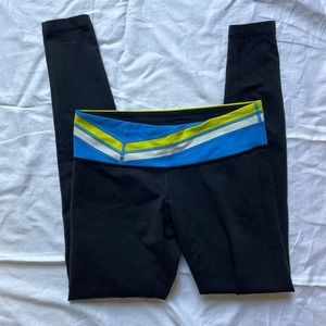 LULULEMON LEGGINGS COLORFUL WAISTBAND YOGA PANTS SZ 8